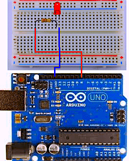 Cuircuit diagram of control an LED using a digital output pin of Arduino